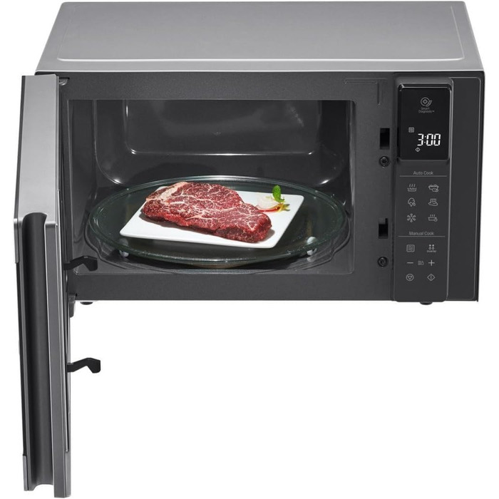Мікрохвильова піч LG MS2595CIS з технологією Smart Inverter, ємність 25 літрів, 1000 Вт, автоматичні програми, регульовані рівні потужності та функція EasyClean, мікрохвильова піч Silver Solo з нержавіючої сталі Silver 2