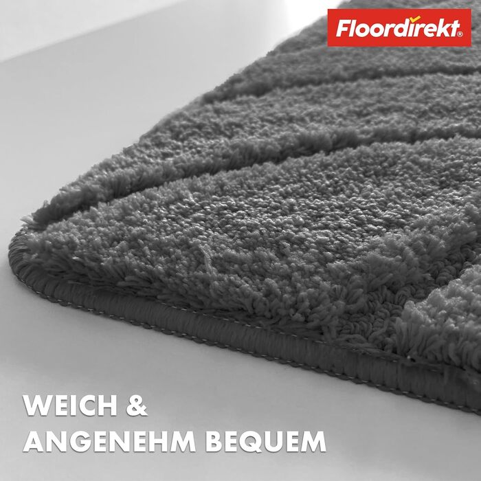 Килимок для ванної Floordirekt - Надзвичайно пухнастий та швидковисихаючий - Килимок для ванної кімнати з нековзною основою - Килимок для ванної Килимок для душу (Maris) (Темно-сірий, 60 x 120 см) 60 x 120 см (Прямокутний) Темно-сірий