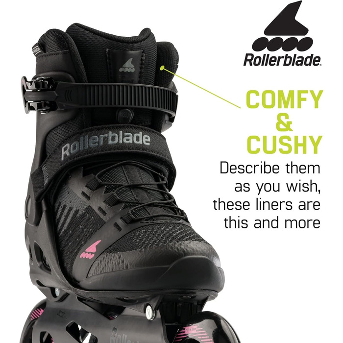 Жіночі роликові ковзани Macroblade 110 3WD для фітнесу для дорослих, чорно-орхідейні, продуктивність роликових ковзанів 9.5