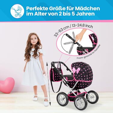 Коляска для ляльок Kinderplay від 2 років, Коляска для ляльок - Легка і стійка конструкція Коляска для ляльок від 3 років Висота р