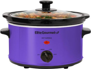 Мультиварка Elite Gourmet MST-275XP, електрична, овальна, регульована температура, закуски, соуси, рагу та соуси, скляна кришка та посудомийна машина, 2,27 л, фіолетовий