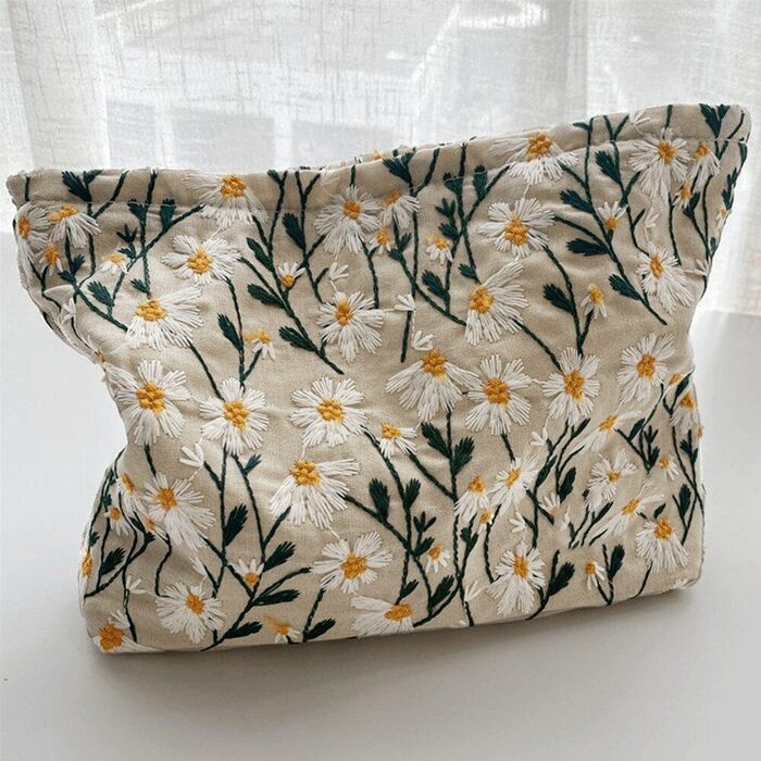 Дорожня косметичка Пасторальна квіткова косметичка Портативна туалетна сумка Універсальна маленька косметичка на блискавці для жін