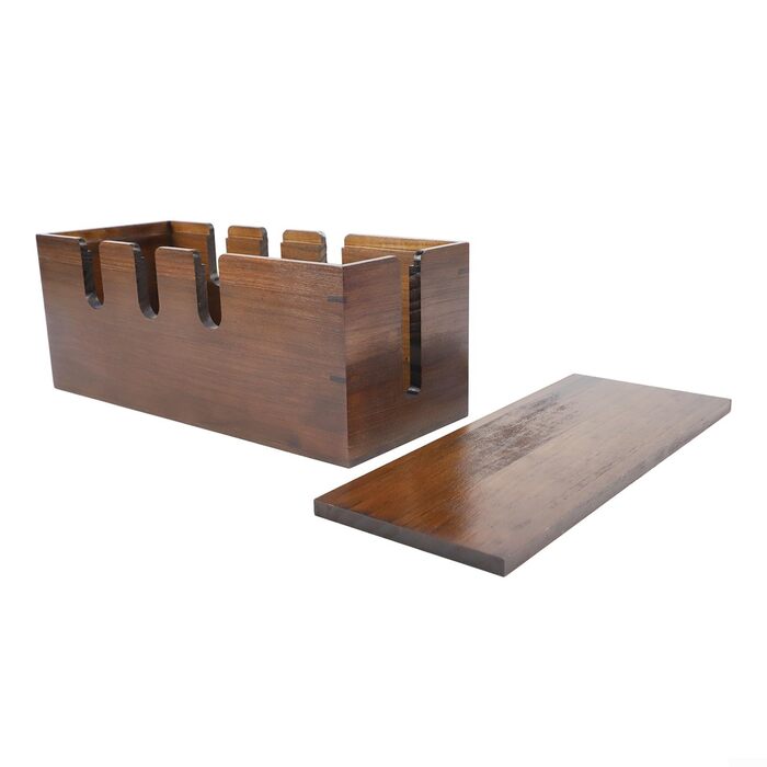 Дерев&39яна коробка для зберігання кабелів з відкритою конструкцією для організації проводів, телевізійних приставок та невеликих електронних пристроїв вдома або в офісі (темно-коричнева)