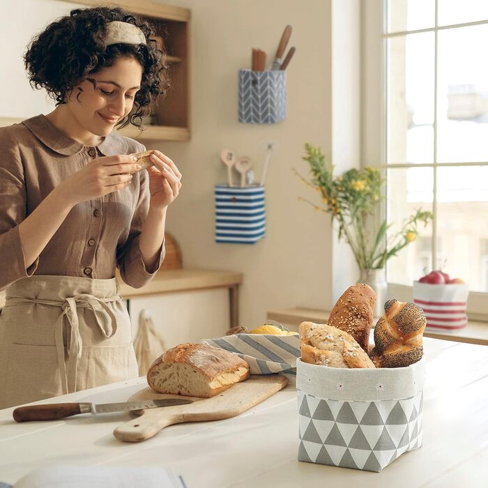 Підвісний кошик для зберігання - комплект з 4 шт. - тканинні кошики з підкладкою - ідеальний кошик для домашнього офісу, коридору, ванної кімнати, органайзер для кемпінгу - 12 x 12 x 17 см (Д x Ш x В)