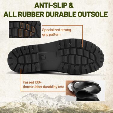 Чоловічі гумові чоботи Furuian зі сталевим носком, робочі чоботи до щиколотки, гумові робочі чоботи-челсі, водонепроникні, грязьові, нековзні, будівельні черевики для сільського господарства, промисловості, роботи, полювання, 47 EU, чорні