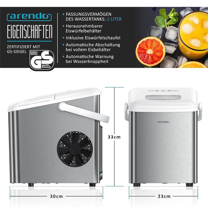 Машина для виробництва кубиків льоду з нержавіючої сталі - Переможець тесту 2021 - Виробник кубиків льоду з нержавіючої сталі - Машина для виготовлення кубиків льоду - Машина для виробництва кубиків льоду - з охолодженням - Розміри кубиків льоду маленькі,