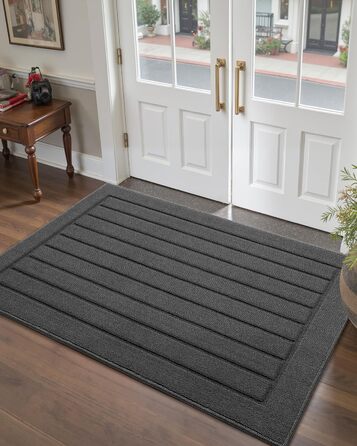 Килимок COLOR&GEOMETRY Dirt Trapper для приміщень 92x152 см Килимок для входу, можна прати в пральній машині, нековзний та абсорбуючий килимок для прихожої, килимок для вхідної зони, коридору та вхідних дверей, сірий, 92 x 152 см (прямокутний)