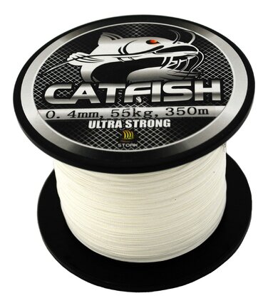 Лелека Catfish, 8-ниткова плетена волосінь для сома 350 м білого кольору 110 кг / 0,60 мм