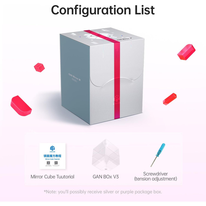 Кубик Рубіка Класичний 3x3, Speed Cube Original з IPG і GES, Magic Cube без наклейок, GAN Cube Classic Products - ідеальна гра-головоломка для дорослих і дітей (Mirror Rouge), 356RS