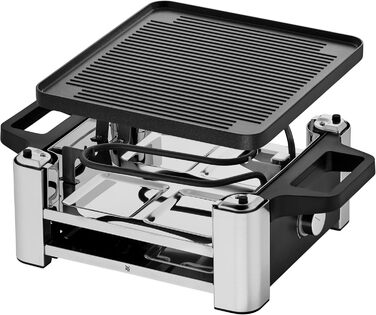 Раклет гриль зі сковородами та слайдерами, раклет 4 персони, 870 Вт, нержавіюча сталь матова