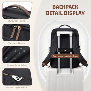 Дорожній рюкзак для жінок та чоловіків, рюкзак для ноутбука 17,3 дюйма, великий шкільний рюкзак. Рюкзак Travrl з відділенням для ноутбука для бізнесу, університету, чорний (петля на 180 градусів) 17,3&39