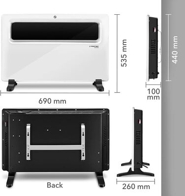 Конвекторний обігрівач TROTEC TCH 1510 E Теплова потужність 1500 Вт Електричний обігрівач, можливий настінний монтаж 1500 Вт