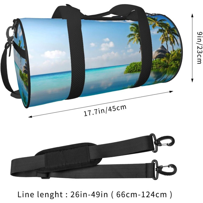 Спортивна сумка, дорожня сумка, Острів у морі (дизайн), з нічним друком, чорна, універсальний розмір, сумка для подорожей