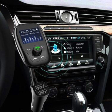 Передавач, автомобільний FM-плеєр, автомобільний Bluetooth гучний зв'язок, автомобільний аудіоадаптер, 1.44-дюймовий дисплей, підтримка зарядки з подвійним USB-портом День народження Різдво Новий рік Подарунок для хлопчиків