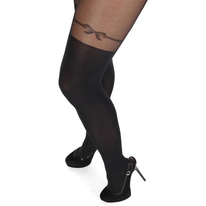 Сексуальні панчохи BANANALU, 20 DEN до стегна, з відкритою інтимною зоною та вирізом, чорний, XL