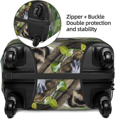 Чохол для багажу Лемур з принтом, еластичний захист від подряпин та пилу, чорний, розмір 90