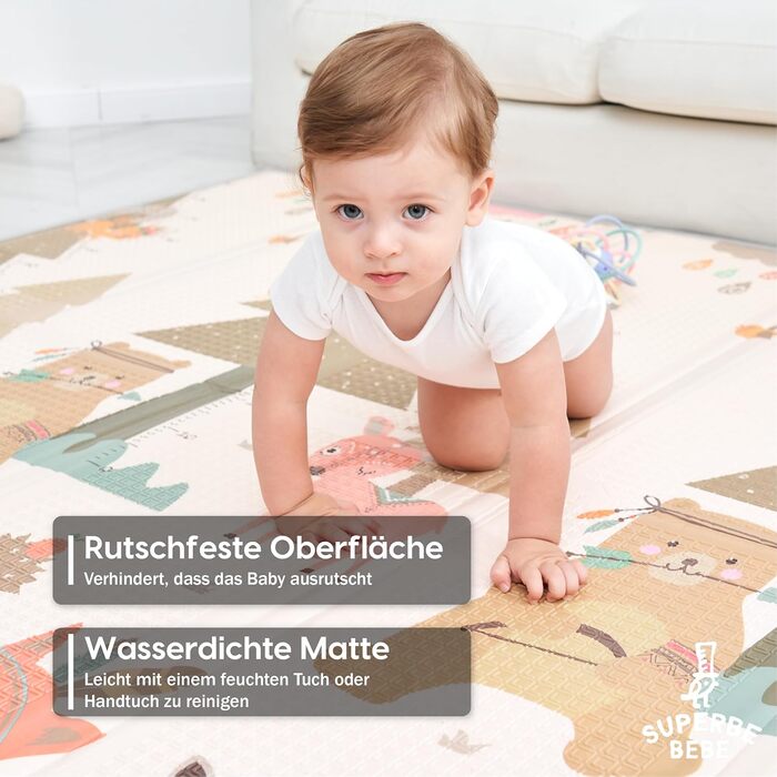 Дитячий килимок Дитячий килимок Дитячий ігровий килимок 180х200х1,5см. Двосторонній і нетоксичний товстий складаний водонепроникни