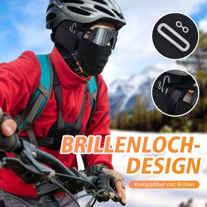 Зимова балаклава, 2 шт., для чоловіків та жінок, вітрозахисна термомаска для обличчя/лижної маски для спорту на свіжому повітрі, велоспорту, катання на лижах, мотоцикла, велосипедів, один розмір, чорнийчорний