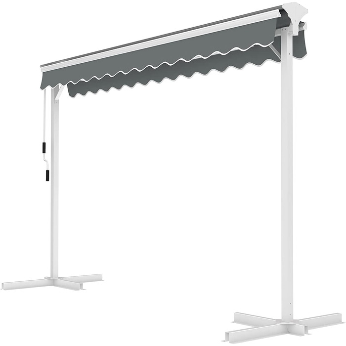 Окремостояча маркіз METRO Professional з ручкою, алюміній/поліестер, 3,5 x 3 м, сріблястий