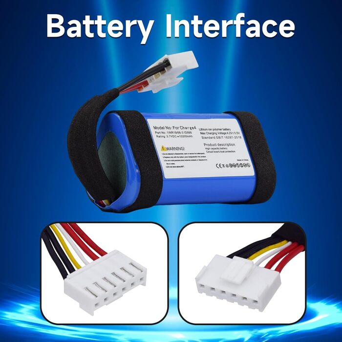 Літій-іонний акумулятор CITYORK 3.7V 10200mAh для JBL Charge 4, 4J, 4BLK, сумісний з Charge 4BLUAM, номер артикулу ID998, SUN-INTE-118, заміна 1INR19/66-3