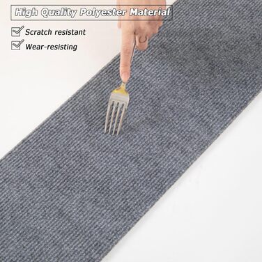 Килимок для сходів, нековзні килимки для сходів, самоклеючий, доріжка для сходів, захисний килимок для килима, ідеально підходить для дітей, домашніх тварин, людей похилого віку (80 x 20 см, 15 шт. , темно-сірий) 80*20 см, 15 шт. темно-сірий