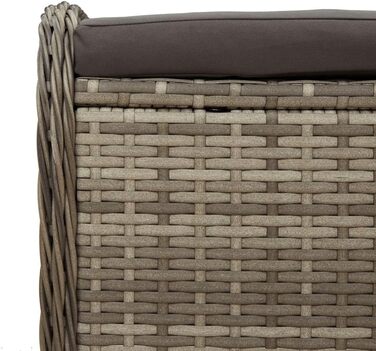 Табурет садовий з подушкою сірий 58x46x46 см Poly Rattan,365734