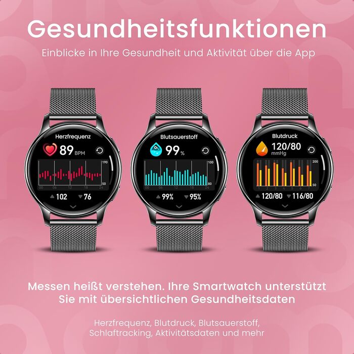 Розумний годинник maoo Ventura для жінок із функцією дзвінків, 1,32-дюймовий AMOLED-дисплей, монітор серцевого ритму, SpO, монітор артеріального тиску, понад 100 спортивних режимів, водонепроникність IP67, 5 браслетів у комплекті (чорний)