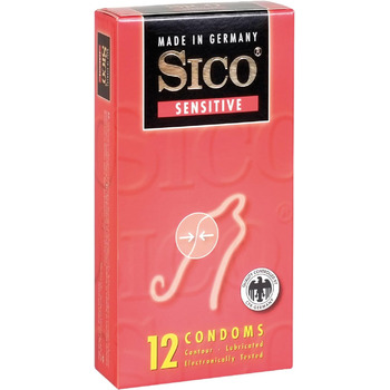 Презервативи SICO Sensitive - Натуральний каучуковий латекс - Змащені - Тонкі стінки для підвищеної чутливості - Індивідуально упаковані в коробку - 12 шт. - Зроблено в Німеччині Sensitive 12 шт. (1 упаковка)