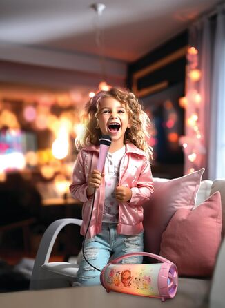 Ляльковий будиночок Габбі, Бездротовий світловий динамік з мікрофоном, Стереозвук, Функція караоке, Порт USB та SD-карти, Акумуляторна батарея, Ручка для перенесення, Рожевий, BTP585GDHZ