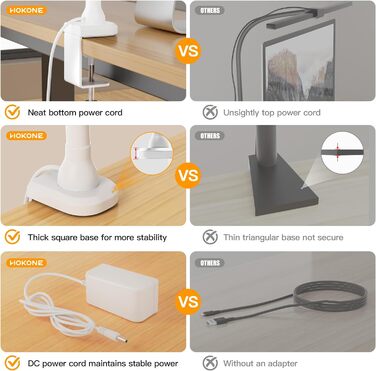 Світлодіодна настільна лампа, настільна лампа Hokone із затискачем, лампа на гусячій шиї потужністю 9 Вт із затемненням 5 колірних