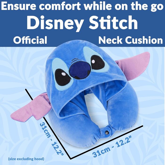 Подушка для подорожей Disney Stitch для дітей, підлітків і жінок, подушка для шиї з піни з ефектом памяті Літак (3D темно-синій)