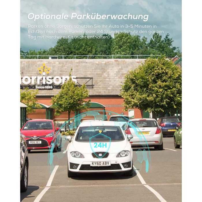 Відеореєстратор передній, 2160P автомобільна камера з картою пам'яті 32GB, нічний відеореєстратор з циклічним записом, G-сенсорне