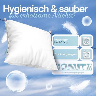 Пухова подушка зі 100 пір&39яним наповнювачем Пухова подушка 80 x 80 см Пухова подушка для голови 80x80 Дихаюча Оптимальна підтримка для спокійного сну - Пухова подушка 80x80 () 80x80 см