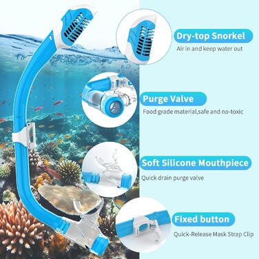 Дитяча маска для дайвінгу Findway, дитяча маска для плавання, маска для пірнання з трубкою для хлопчиків, дівчаток та підлітків, маска для дайвінгу з кришкою для носа, панорамна HD-маска 180, захист від запотівання, захист від протікання для дітей 4-16 ро