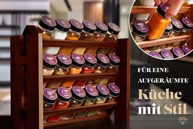 Елегантна підставка для спецій з темного дерева, настінна та настінна, 18 баночок для спецій, 25 етикеток, органайзер для спецій, підставка для спецій, кухонна полиця, вінтажна дерев&39яна підставка для спецій - підвісна система підставок для спецій - збе