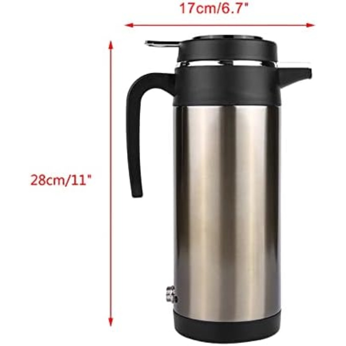 Чайник термос з нержавіючої сталі електричний чайник подорож нагрівання питна кружка чашка чайник автомобіль кавова кружка нагріва