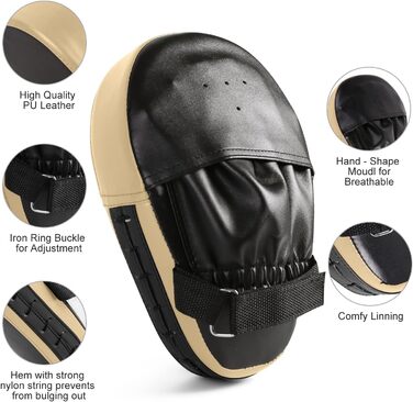 Накладки на руки Odoland Набір з PU боксерськими накладками 6OZ Боксерські рукавички для боксерського мішка, боксу, кікбоксингу, тренувань з боксу, бойових мистецтв, тайських кікбоксерських накладок, чорного кольору