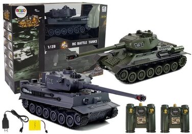 Набір радіокерованих моделей танків 128 Тигр та Т-34 з вбудованою інфрачервоною системою бою, 2,4 ГГц RC модель з функцією стрільби