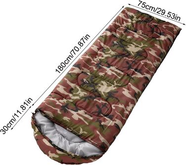 Спальний мішок для дорослих Теплий для кемпінгу Портативний та теплий спальний мішок - для піших прогулянок, трекінгу, виживання, зими та осені, автомобільних подорожей, камуфляжу