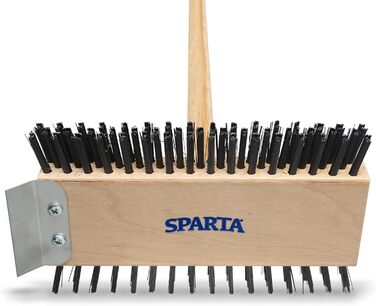 Щітка для гриля Carlisle 4002600 Broiler Master, вугільна сталь, довжина 77,5 см, ручка та основа з твердого дерева, натуральний колір