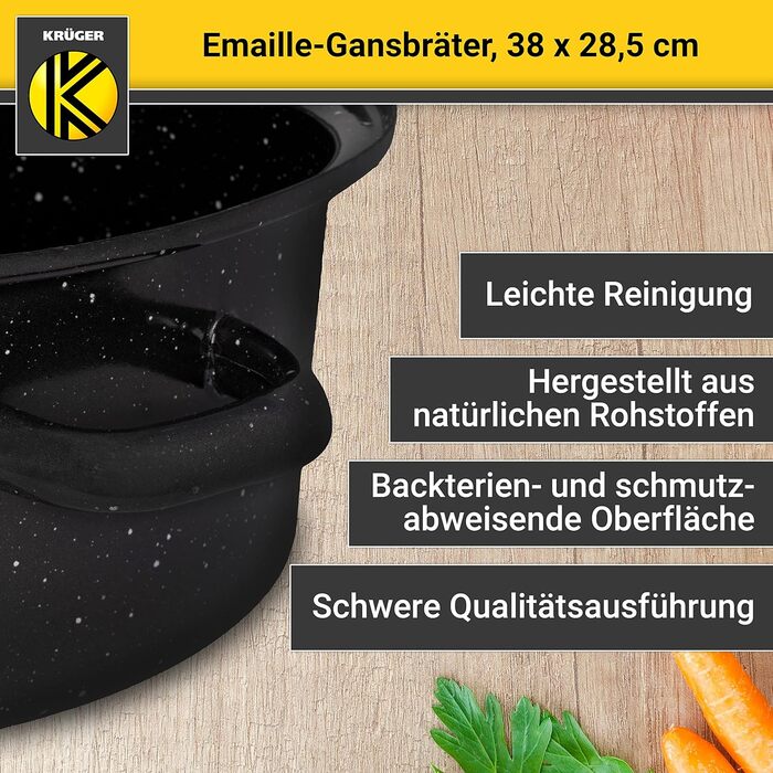 Емальована сковорода Krger з крапельною кришкою - високоякісна сковорода - підходить для всіх типів плит - чудово підходить для пе