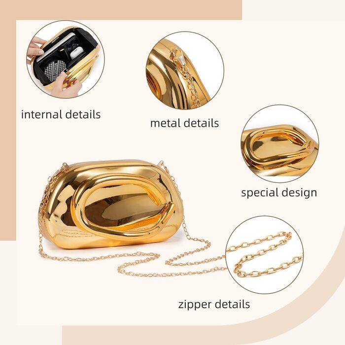 ФІЛОМЕНА вечірня сумочка-клатч, жіноча сумочка, акрил, металевий ланцюжок, сумка на плече, крос-боді, для весілля, вечірки, повсякденного використання, золота