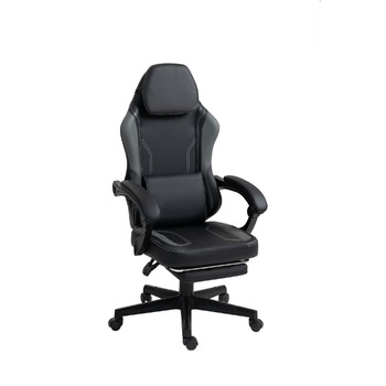 Чорно-сіре ігрове крісло - Підставка для ніг - Ергономічне - Регульована висота