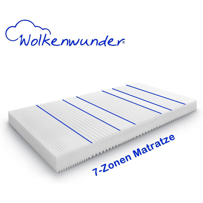 Матрац Wellflex Multi з 7 зонами з піни Чохол, який можна прати Гігієнічний Легкий у догляді (жорсткий, 90 x 200 см - 12,5 см)