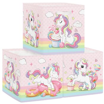 Коробка для зберігання 3 шт. и єдиноріг веселковий кошик для зберігання дітей складаний хмара зірка куб органайзер для іграшок, книг та одягу, макаронів, 30