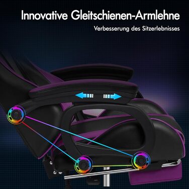 Офісний стілець ALFORDSON, Робочий стілець з масажною подушкою для попереку, Ергономічне комп&39ютерне крісло з відкидною спинкою, Поворотне крісло з підставкою для ніг, Регульована висота, Фіолетовий