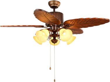 Стельовий вентилятор FAZRPIP низькопрофільний і легкий, 5 лопатей вентилятора з масиву дерева, стельові світильники з підсвічуванн