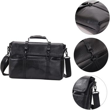 Шматок PU шкіряний портфель для чоловіків середнього розміру чорний діловий ноутбук сумка через плече для роботи школи і подорожей