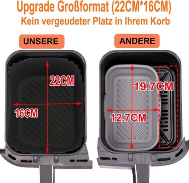 Аксесуари для двозонної фритюрниці, набір аксесуарів для фритюрниці з силіконовою формою, сумісний з Ninja AF300EU 7.6 л, COSORI 8.5 л, cookwise Devology Cecotec 9L, Balter Innsky CHEFREE 8L Double Fryers Black