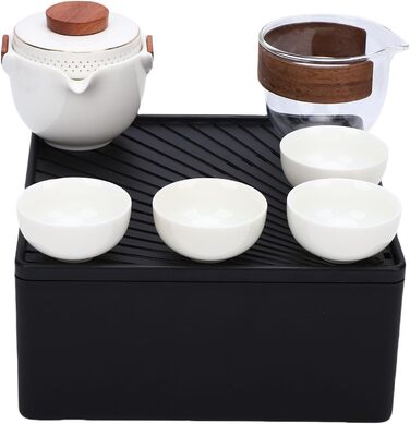 Китайський чайний сервіз RiToEasysports для подорожей, керамічний набір для чаювання в стилі кунг-фу з чайником, чашками та зручним кейсом для зберігання, ідеальний для поціновувачів чаю